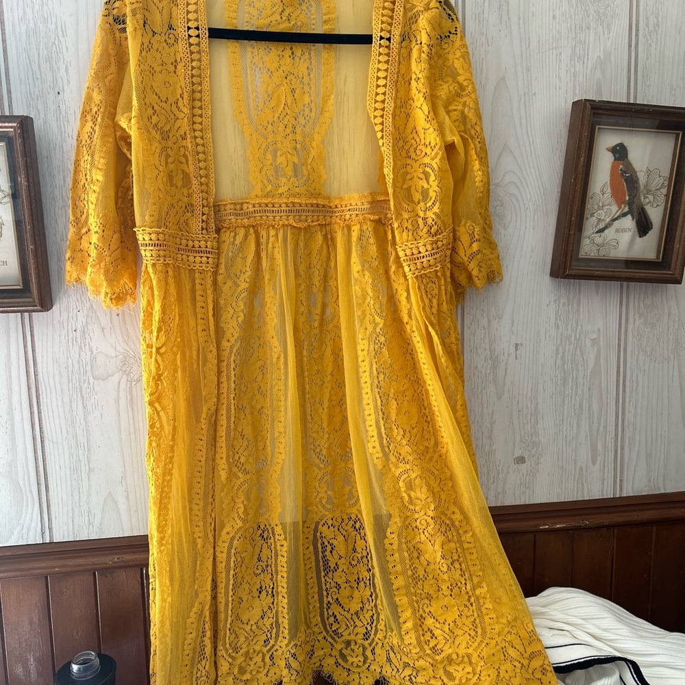Blue Rain Yellow Lace Cardigan
